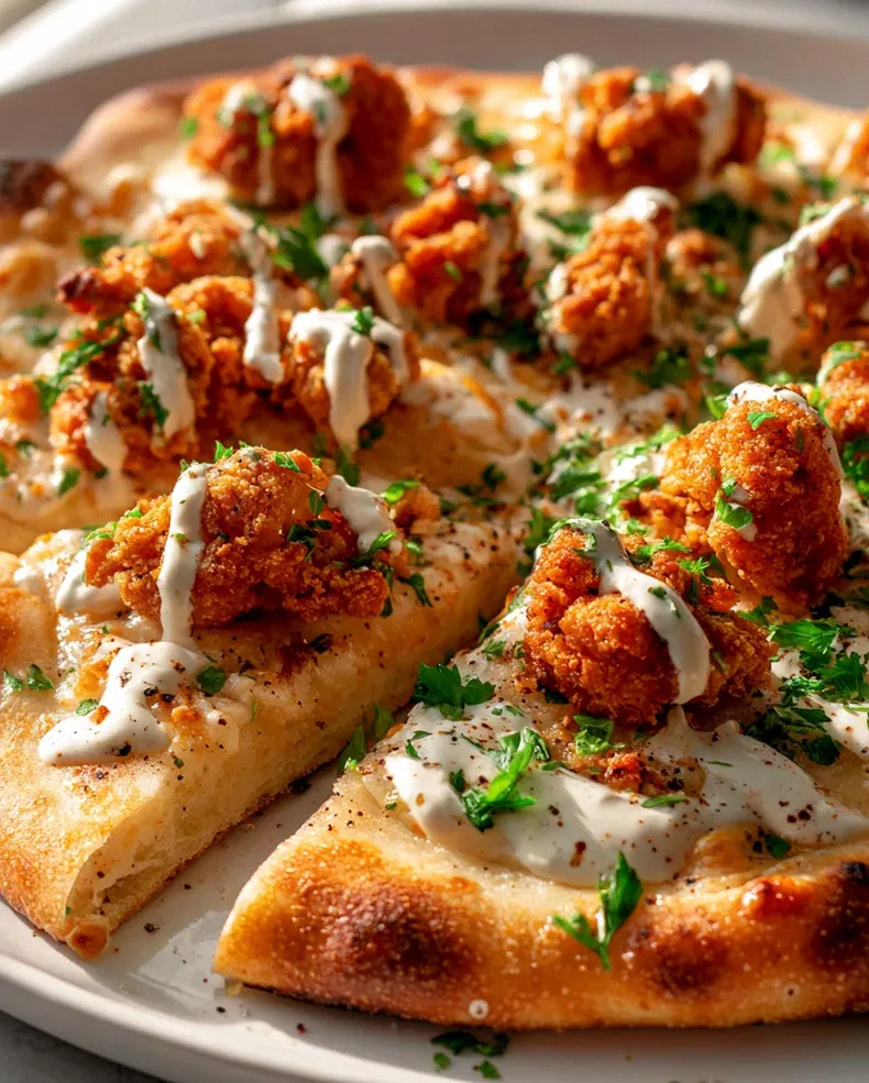 Buttermilch-Hähnchen Flatbread-Pizza