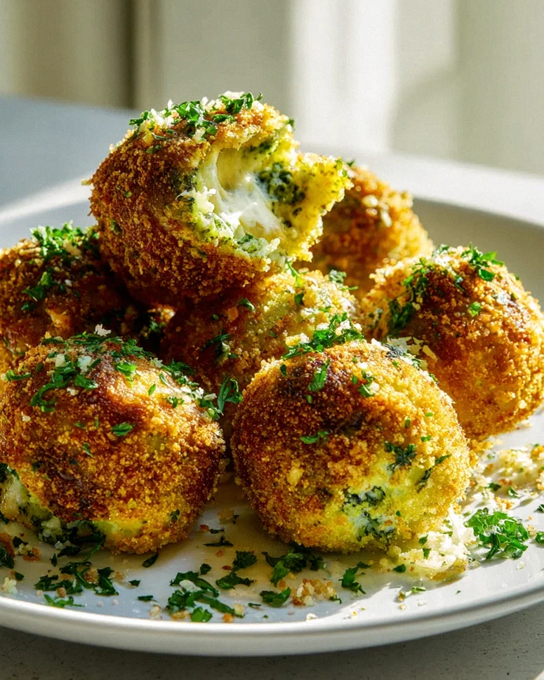 Cremige Brokkoli Käse Bällchen mit zarter Frischkäsefüllung