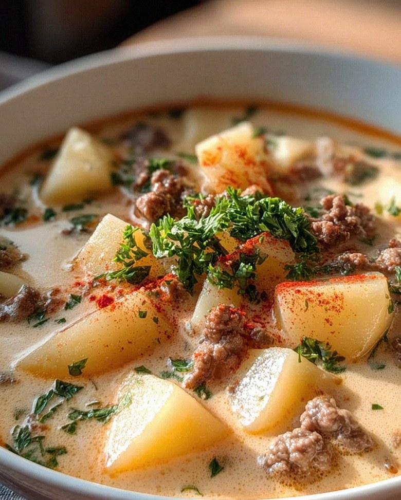 Cremige Kartoffel Hackfleisch Suppe – Herzhaft & Einfach!
