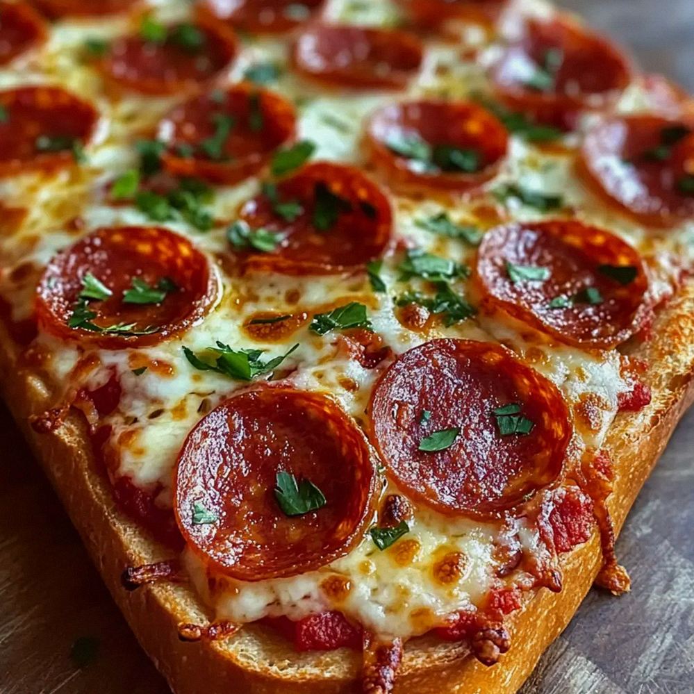 Französische Brotpizza mit knuspriger Baguettebasis
