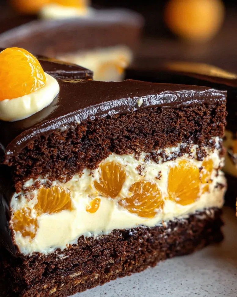 Lebkuchen-Torte mit Paradiescreme und Mandarinen