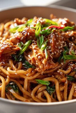 Sticky Garlic Chicken Nudeln mit Honig-Soja-Glasur Rezept