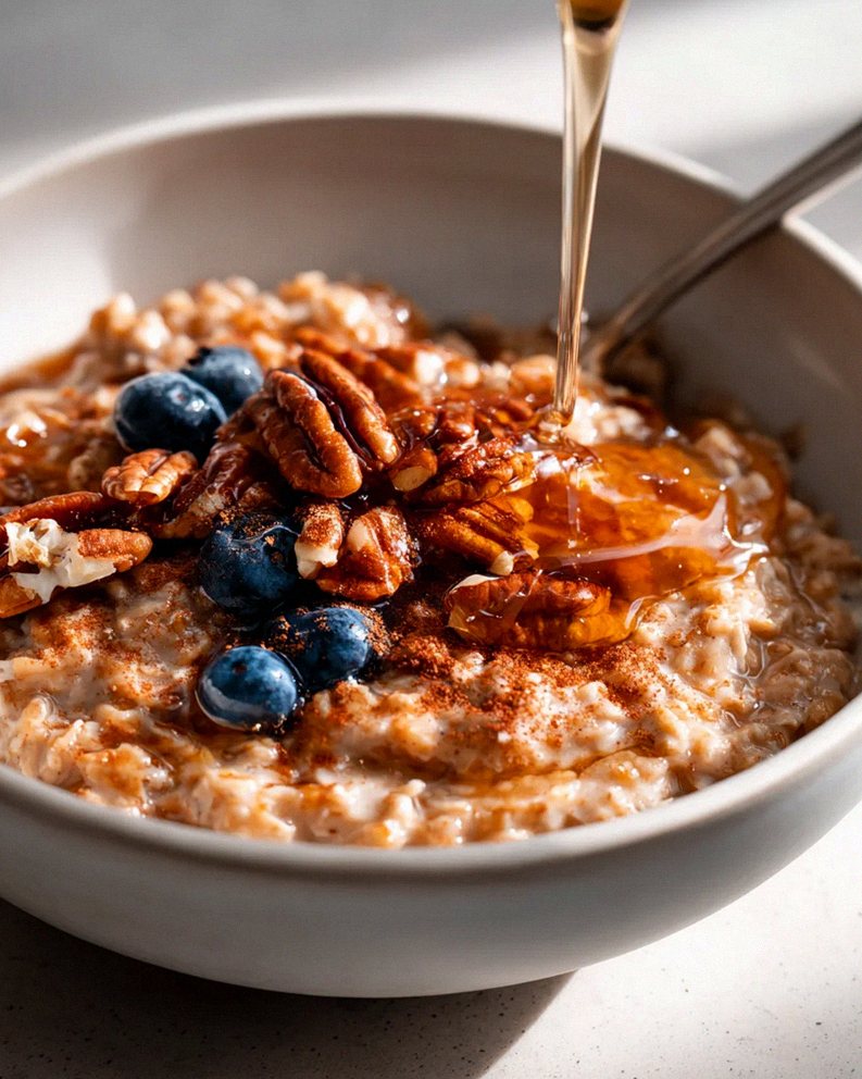 Warmes Maple Pecan Oatmeal: Gemütliche Haferflocken-Bowl